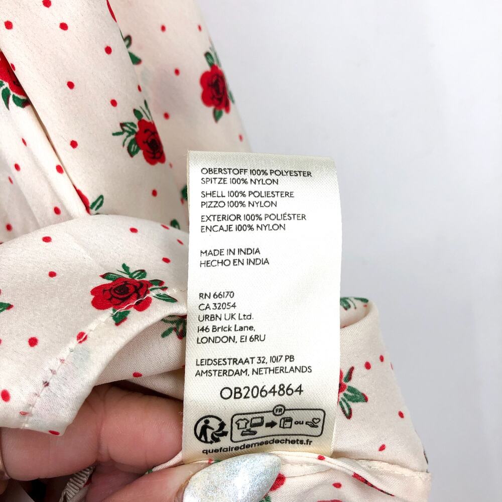 FREE PEOPLE Women's Field of Roses Top Medium Cream Red Long Sleeve NWOT - Picture 13 of 13